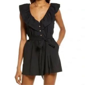 Free People Black Ruffled Jumpsuit